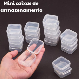 Kit 10 até 100 Caixa Organizadora Caixinha Transparente Armazenamento Porta Joias Acessório Multiuso em Oferta na Shopee