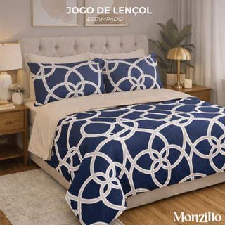 Jogo de Lençol 4 Peças | Micropercal 400 Fios | Estampado Toque Macio em Oferta na Shopee