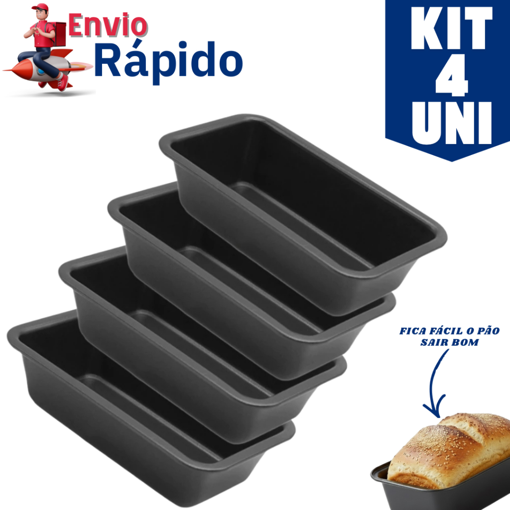 Kit 2, 3 e 4 Forma Assadeira De Bolos 32 cm e Pão 26 cm Anti