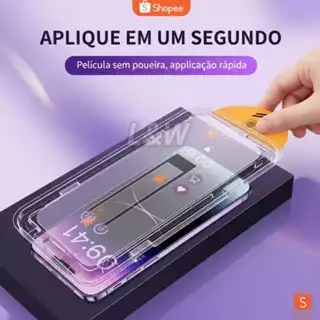Película de Vidro Temperado Anti-Poeira + Kit Aplicador Inteligente Fácil Instalação para iPhone XR/11/12/13/14/15/16