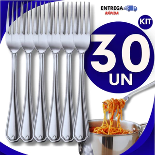 30 Garfos de Inox Resistentes Talheres para Mesa, Refeições, Cozinha, churrasco e bares utilidades Garfo Premium