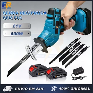 Serra Sabre a Bateria Sem Fio Profissional 21v 2 Baterias Cortar Osso/Madeira/Metal/Tubo de PVC