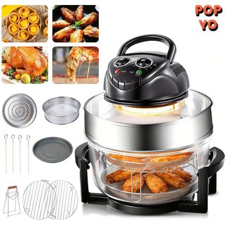 Fritadeira Elétrica Sem Óleo 20L Premium com Porta de Vidro e 8 Funções para Família