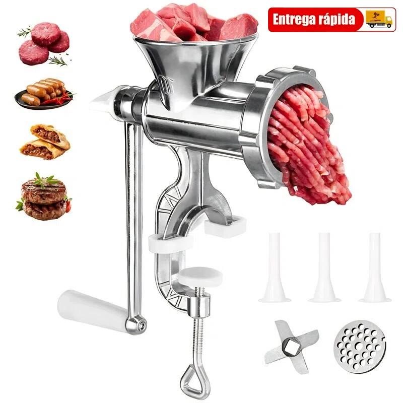 Moedor De Carne N 10 + Funil Para Fazer Linguiça Biscoito Ma