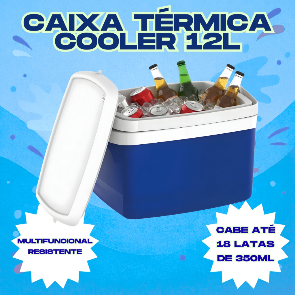 ホッピー Caixa Térmica Cooler 12 Litros Alça Retrátil Suporta 18 Latas Até