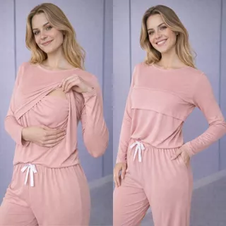 Pijama Amamentação Manga Longa Gestante Pós-Parto Confortável Premium em Oferta na Shopee