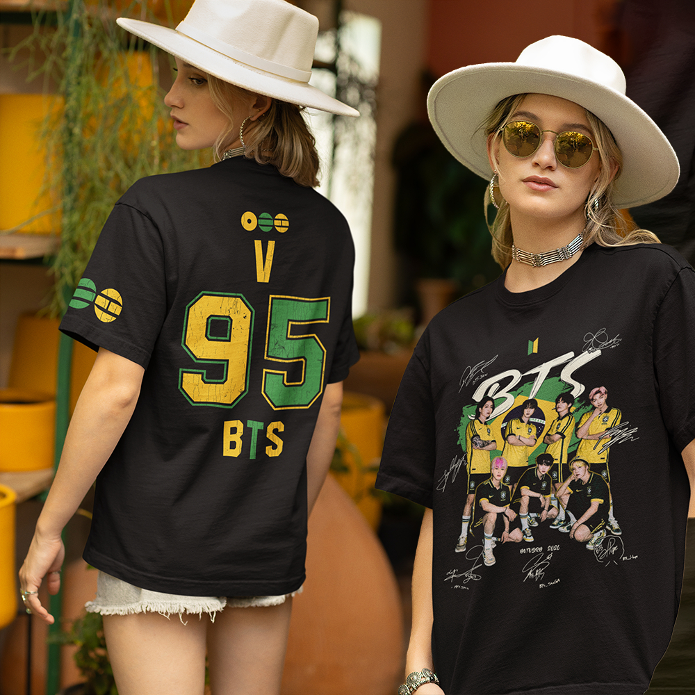 Camiseta exclusiva world tour brasil bts kpop 2026 estilo futebol