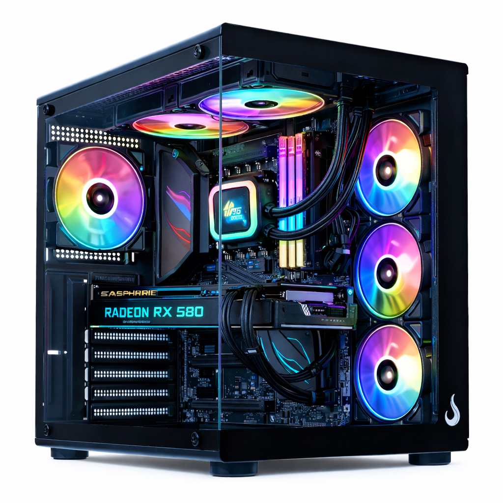 Gabinete Gamer Acegeek Gimli, Rainbow, Mid-Tower, Lateral de Vidro