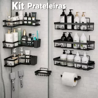 Kit de Prateleiras para Banheiro com Suporte para Shampoo, Sabonete e Papel Higiênico sem Perfuração em Oferta na Shopee
