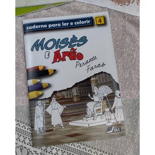 Caderno para ler e colorir 4 - Moisés e Arão perante Faraó (idade 5 a 10 anos) em Oferta na Shopee