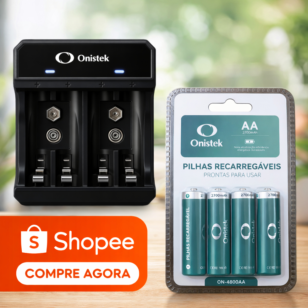Carregador De Pilha Aa/aaa Type-c+ 4 Pilhas Aa 2700 Mah Onistek ...