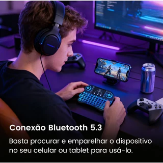 🎮 Mini Teclado Sem Fio Wireless RGB AL‑313 | Controle p/ Smart TV, PC, TV Box 📺