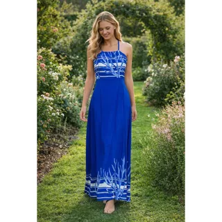 Vestido Feminino Longo Estampado Alça Fina Cruzada COD:X041 em Oferta na Shopee