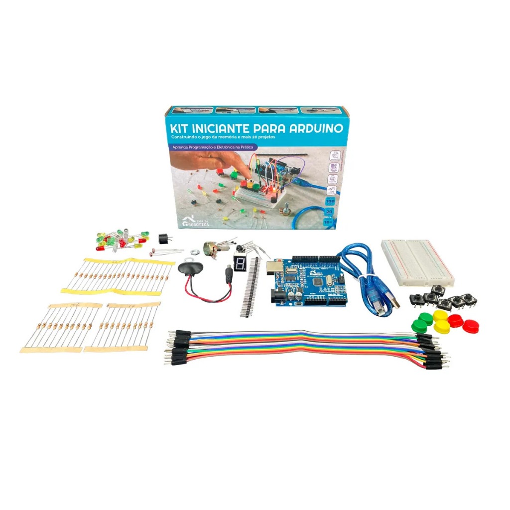 Kit Iniciante Para Arduino Uno + 100 Pçs + Tutorial Completo | Shopee ...