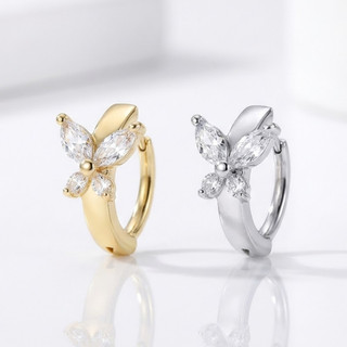 Piercing de Umbigo Borboleta Cravejada Zircônias Feminino Acessórios Anti Alérgico Aço Cirúrgico Dourado Prata