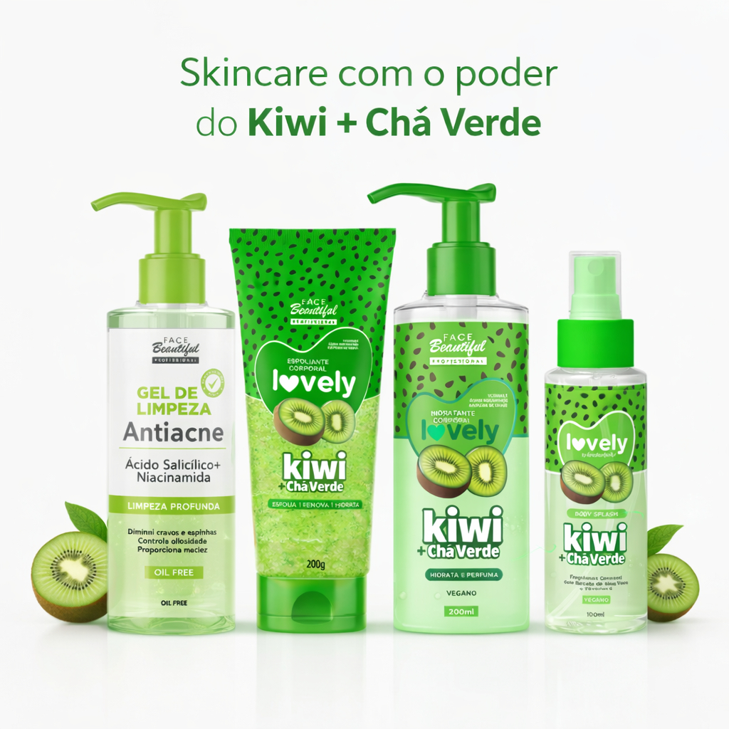 Kit kiwi Frescor e Controle de Acne Lovely Face Beautiful | Shopee