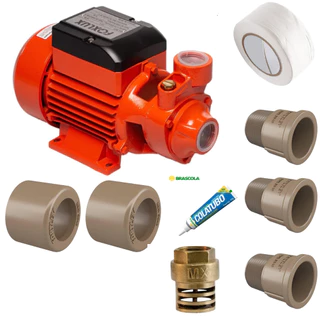Bomba D'Água Periférica 0,5 CV - 127V -- Foxlux + Kit Instalação Com Valvula de RETENÇÃO 3/4