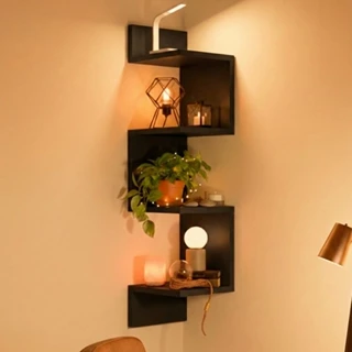 Prateleira De Canto Reto Branca Mdf ou Mdp Estante Multiuso Livros Nicho Preto Casa em Oferta na Shopee