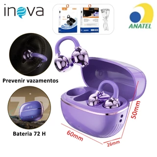 INOVA Fones De Ouvido Sem Fio Ear Clip-on Bluetooth Fone Alta Fidelidade Estéreo Baixo Esportes Com Mic - Roxo em Oferta na Shopee