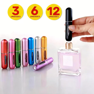 Kit 3 6 ou 12 Frasco Perfume Viagem 5ml Recarregável Atomizador Spray Portátil Kit 3 6 ou 12 Frasco Perfume Viagem 5ml Recarregável Atomizador Spray Portátil