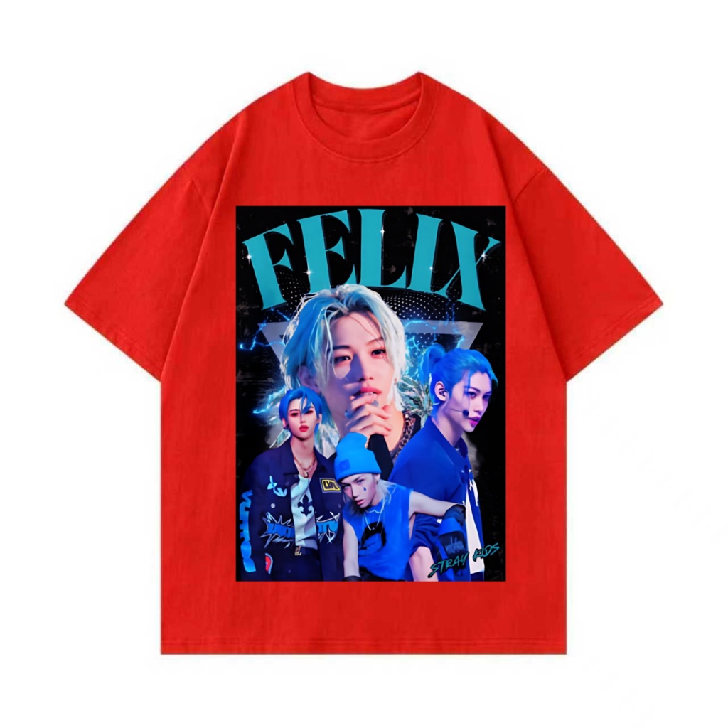 359. Straykids フィリックス ユニフォーム Tシャツ Camiseta Premium em Algodão Puro]TT Camiseta Vintage Felix Stray