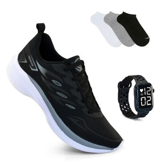 Tenis Masculino + Relogio + Meia Esportivo  Academia Corrida Caminhada Super leve e Macio — foto 2 — Achou Levou Brasil