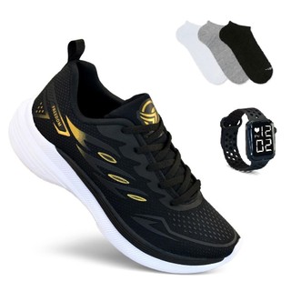 Tenis Masculino + Relogio + Meia Esportivo  Academia Corrida Caminhada Super leve e Macio — foto 3 — Achou Levou Brasil