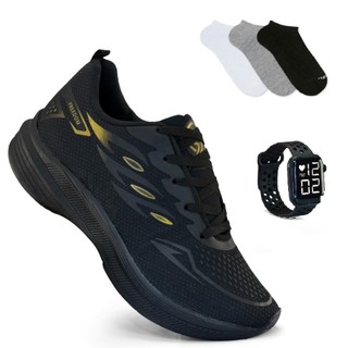 Tenis Masculino + Relogio + Meia Esportivo  Academia Corrida Caminhada Super leve e Macio — foto 4 — Achou Levou Brasil