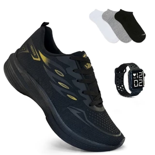 Tenis Masculino Esportivo + Relogio + Meia Corrida Treino Sola Ultra Macio Tenis Respiravel Super leve