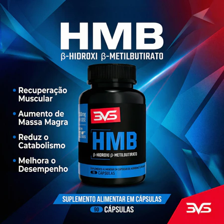 HMB 1500mg Fórmula Avançada Máxima Pureza Força Recuperação Muscular Desempenho Treino 90 Cápsulas 3VS