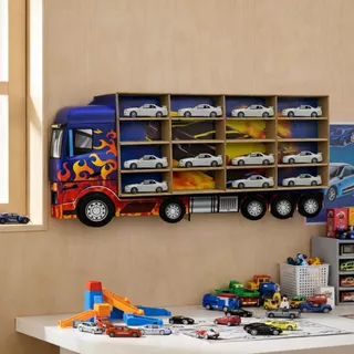 Estantes Carreta Caminhão Hot Wheels Suporta 20 Carrinhos Prateleira Parede