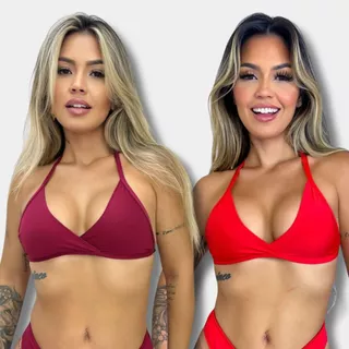 Biquíni Sustentação Top Fixo Parte de Cima Cor Lisa Sem Bojo em Oferta na Shopee