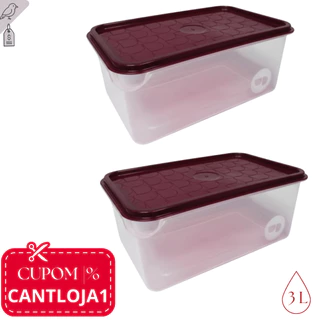 Kit Conjunto 2 Caixas Organizadoras Com Tampa 3 Litros Duas Unidades Para Organização Residencial em Oferta na Shopee