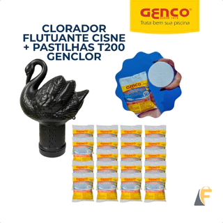 Clorador Flutuante Cisne + Pastilhas T200 Genclor Cloro para Piscina Genco em Oferta na Shopee