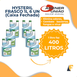 Hysteril 1L Desinfetante E Eliminador De Odores Agener 6 Unidades Caixa Fechada em Oferta na Shopee