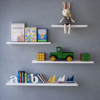 Kit 4 Prateleiras reta 30/40/50/60 nicho Branco Suporte decoração sala quarto banheiro escritório em Oferta na Shopee