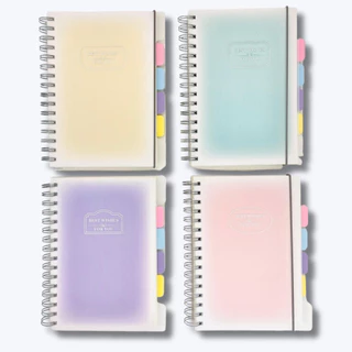 Caderno Tom Pastel B5 Grande 124 páginas Divisórias Elástico Rosa Azul Amarelo Degradê Meninas Espiral Universitário