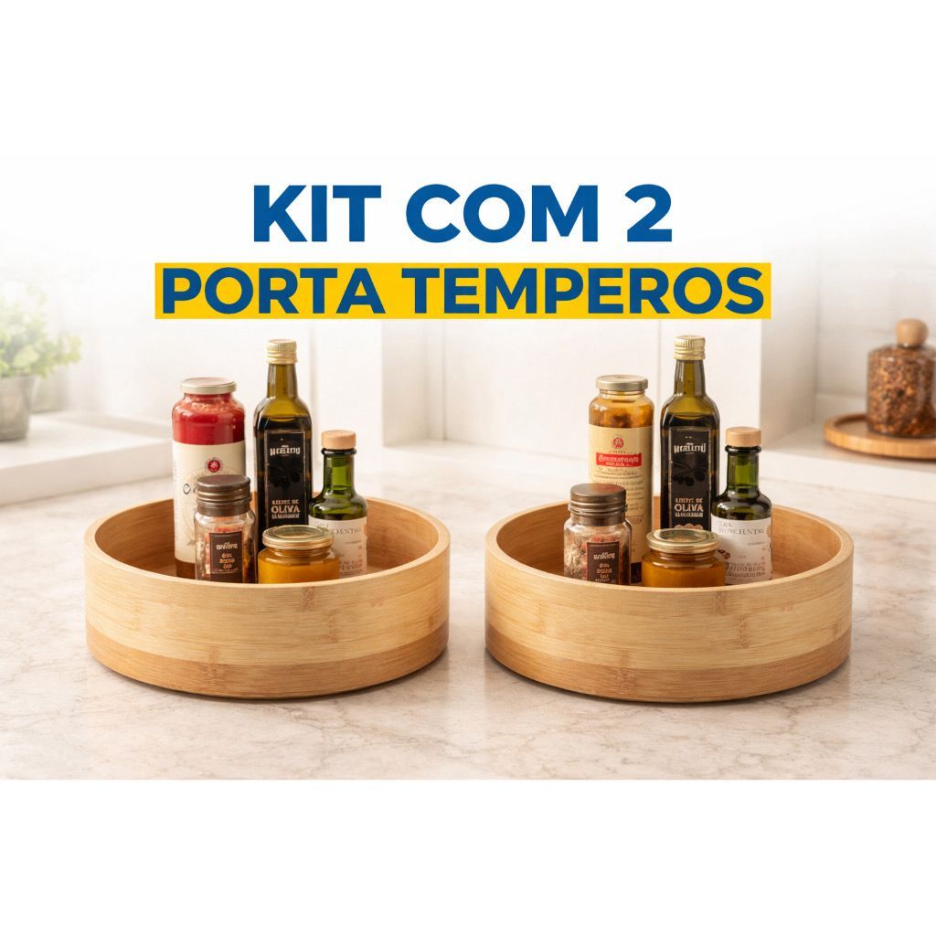 Organizador Bambu 2/1 Giratório Cozinha Armário Porta Temperos Borda Alta | Shopee Brasil