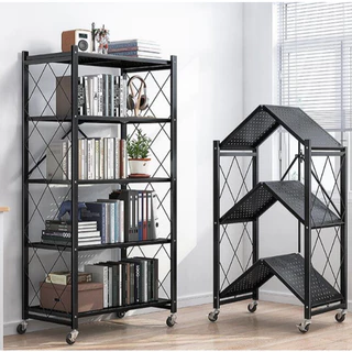Estante Dobrável Em Aço Industrial Prateleira Multiuso 4 Andares E 3 Andares Com Rodinhas