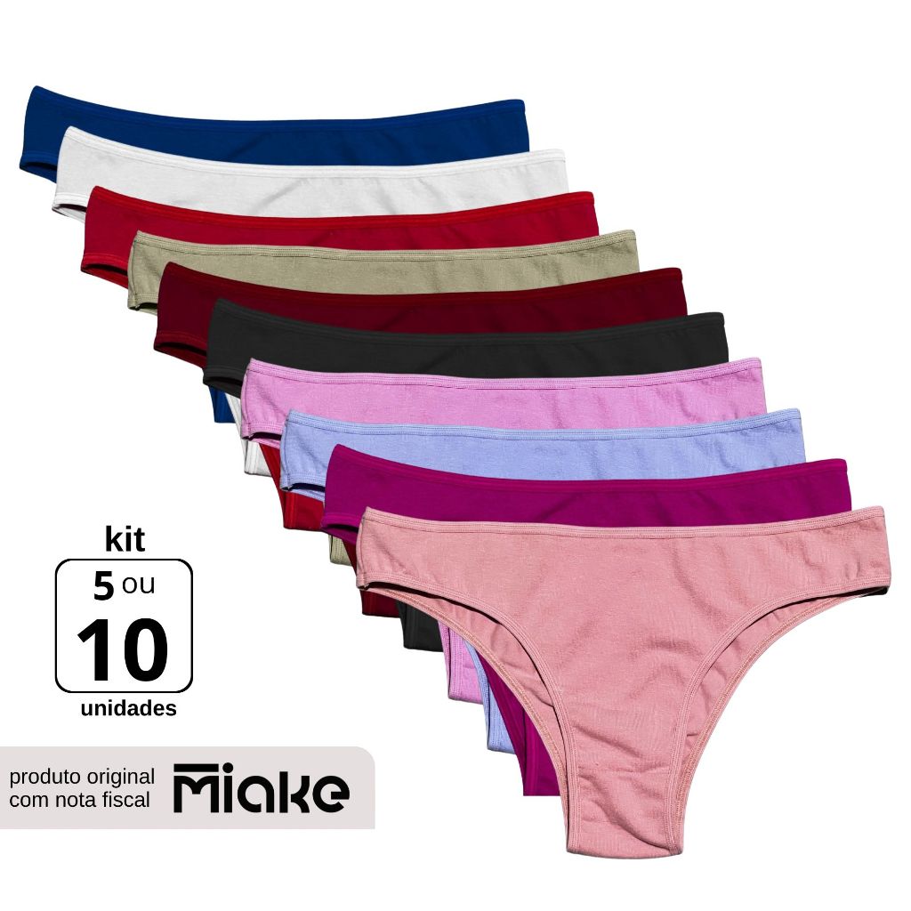 Kit Calcinha Cotton Confort Algodão Tanga Básica Feminina Conforto