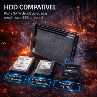 Case Hd Ssd Externo 2.5 Usb 3.0 Flash Plug Play 6Gbps Pc Notebook Ps4 Xbox One Alta velocidade