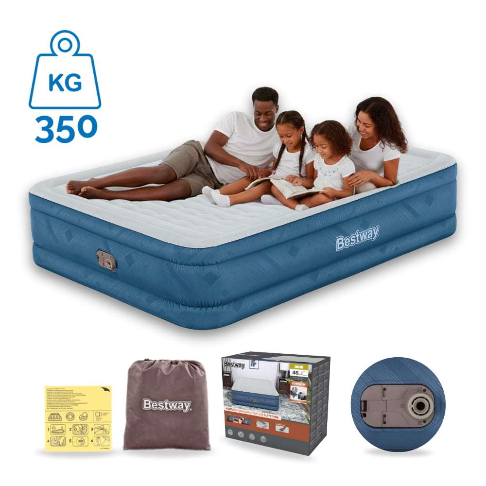 Colchão Inflável Casal Queen Bomba Embutida 220V Fortech Elétrico Alto ...