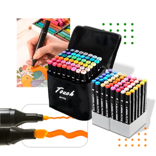 Estojo Conjunto 48 Caneta Colorida Ponta Dupla Marcador Cores Especial Escolar para colorir Canetinha Bobbie Goods em Oferta na Shopee