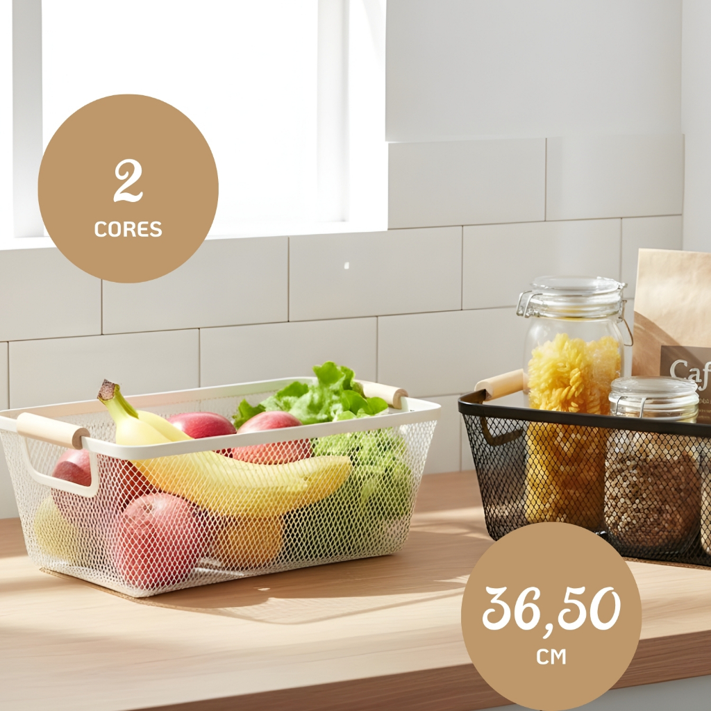 Cesto Organizador 36,50cm Telado c/ Alça Alimentos Utensílio