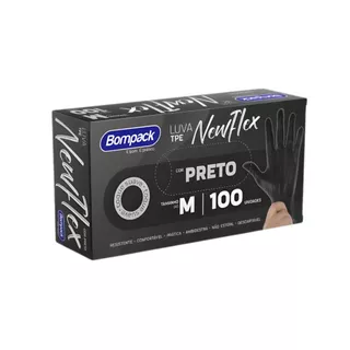 Luva Vinilflex Preta Sem Pó Bompack P M ou G
