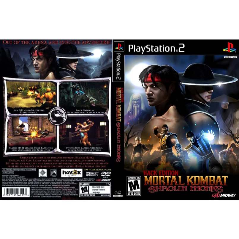 Mortal Kombat Shaolin Monks Hack Edition PT-BR DVD PS2 + CAPA DVD