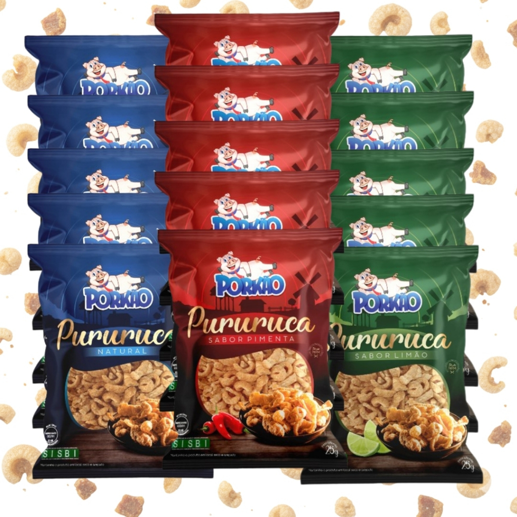 KIT 15 Pacotes de 25g Pururuca Torresmo Porkão 375g TOTAL Pacote ...