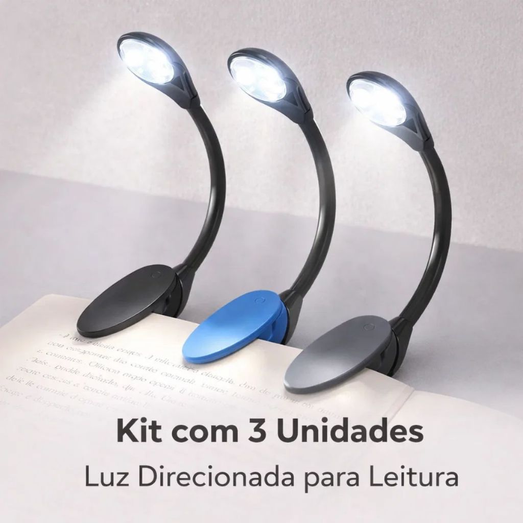 Mini Luminárias LED para Leitura com Presilha Flexível Luz Noturna ...