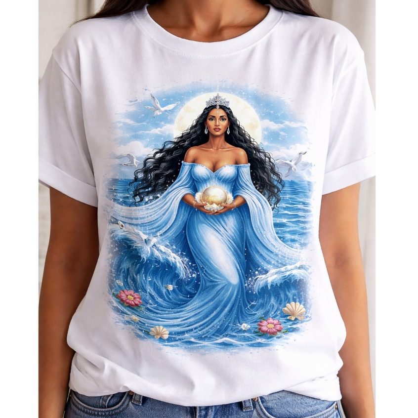 Camiseta Iemanja Rainha Do Mar T-Shirt Odaya Deusa Orixá Camisa Umbanda ...