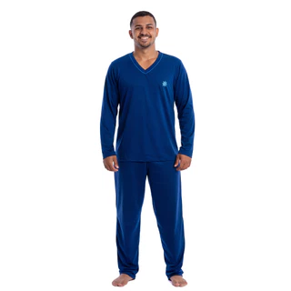 Pijama Longo Masculino Manga Longa e Calça comprida Inverno Malha Confortável Promoção em Oferta na Shopee
